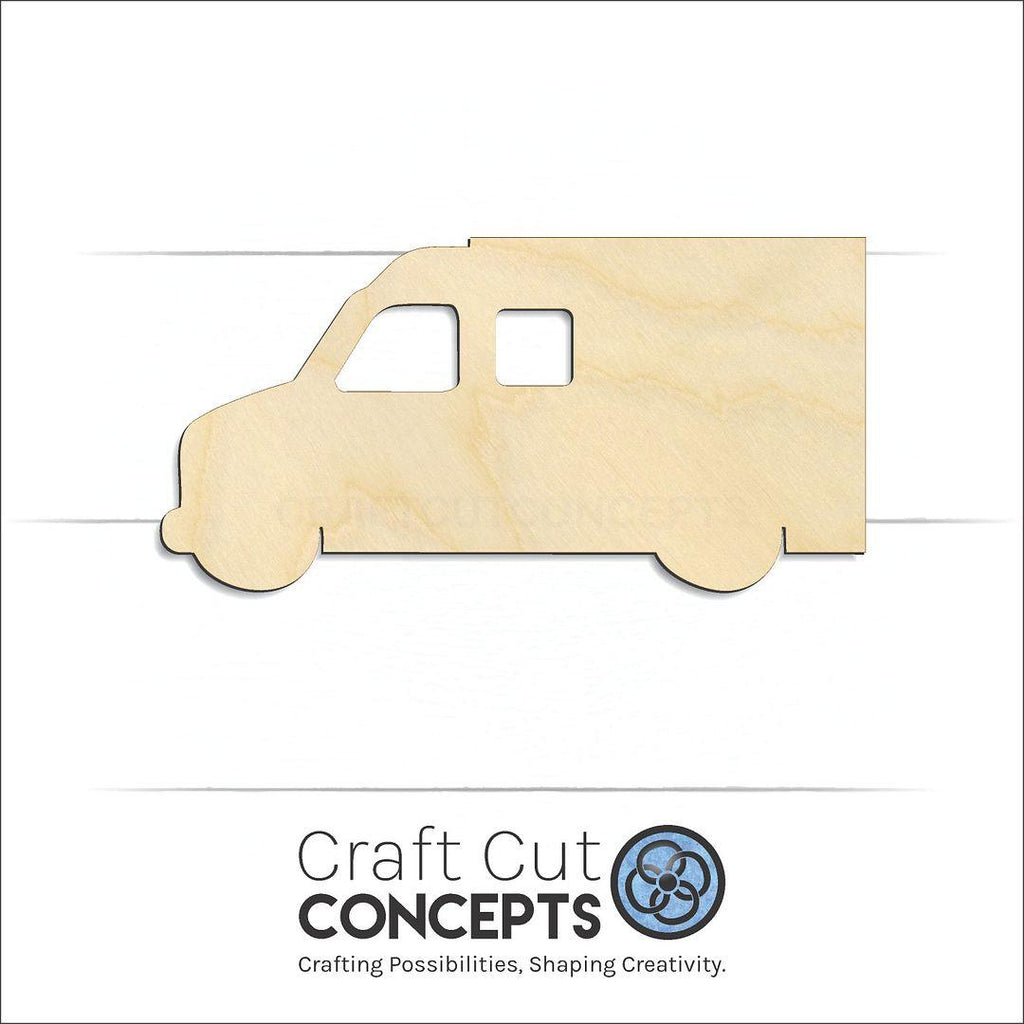 Craft Cut Concepts Logo under a wood Ambulance craft shape and blank