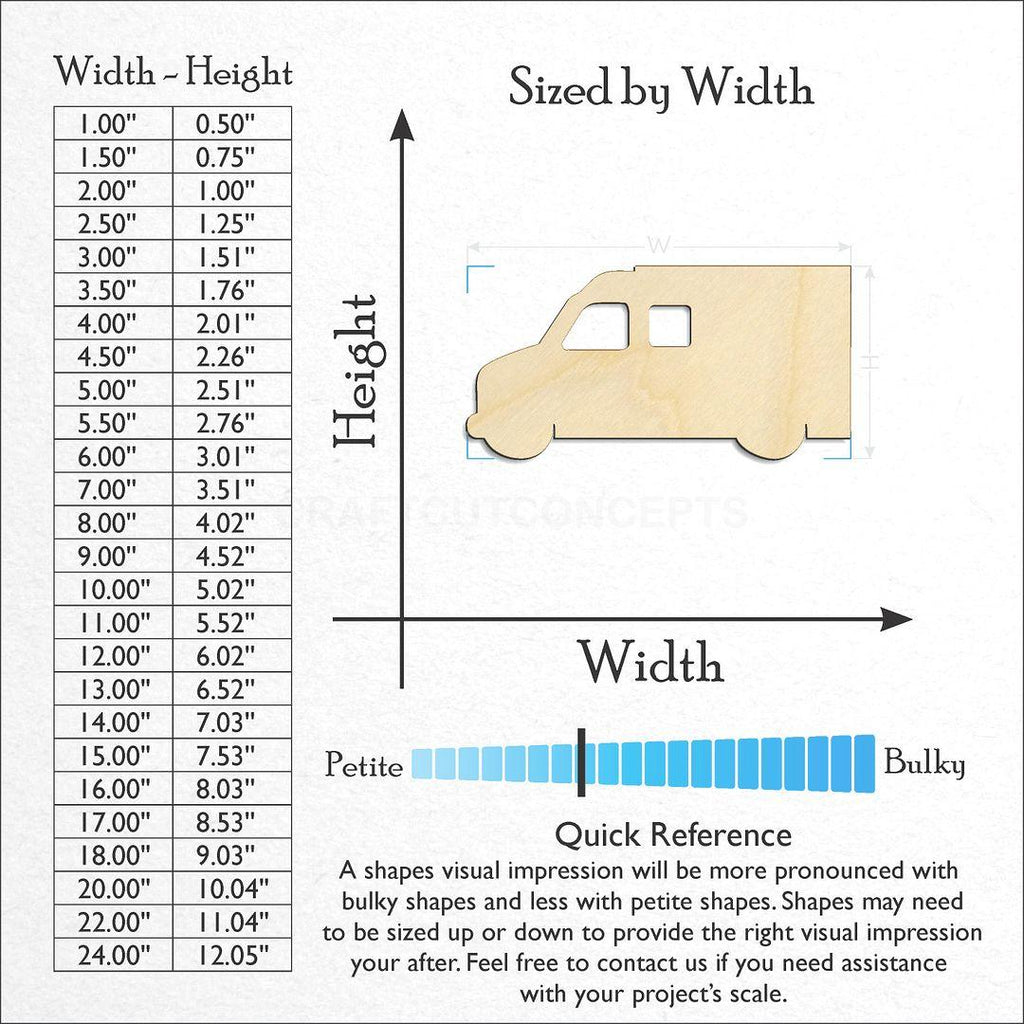 Sizes available for a laser cut Ambulance craft blank