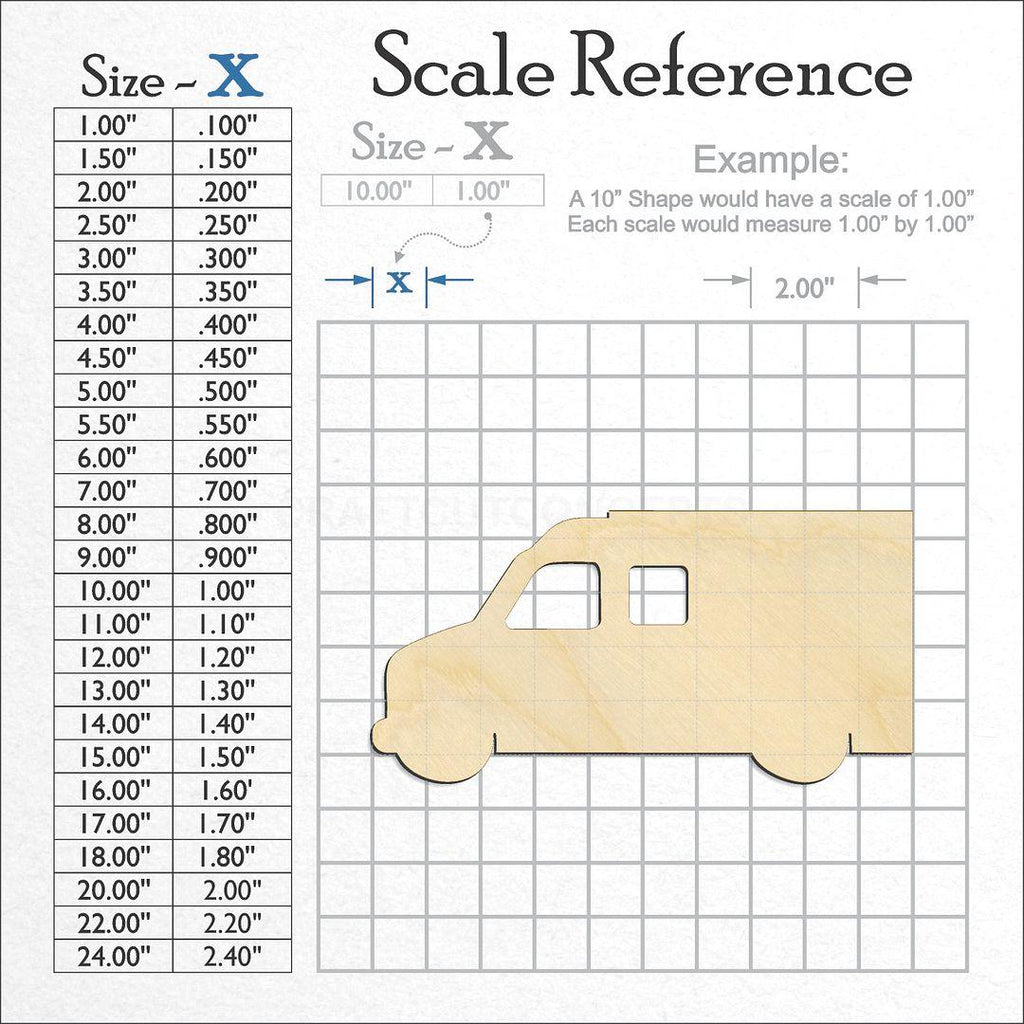 A scale and graph image showing a wood Ambulance craft blank