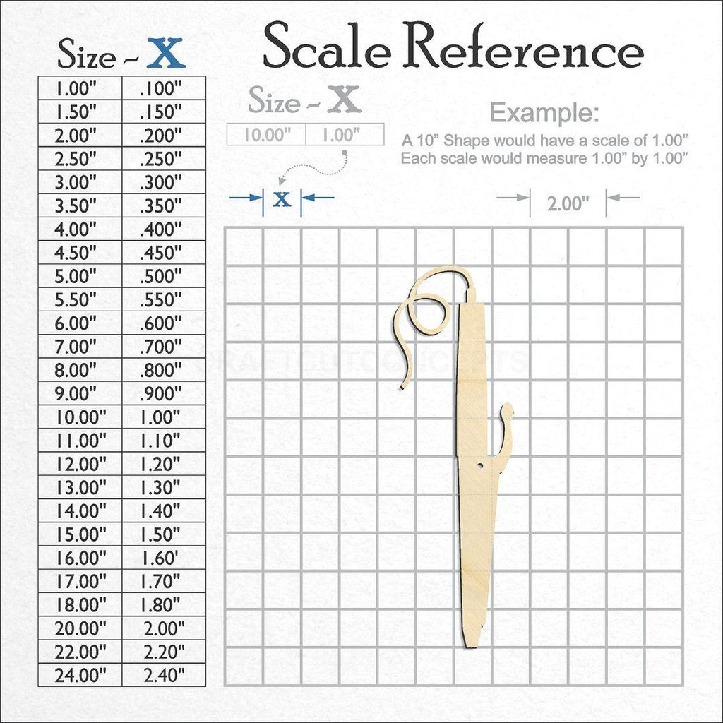 A scale and graph image showing a wood Curling Iron craft blank