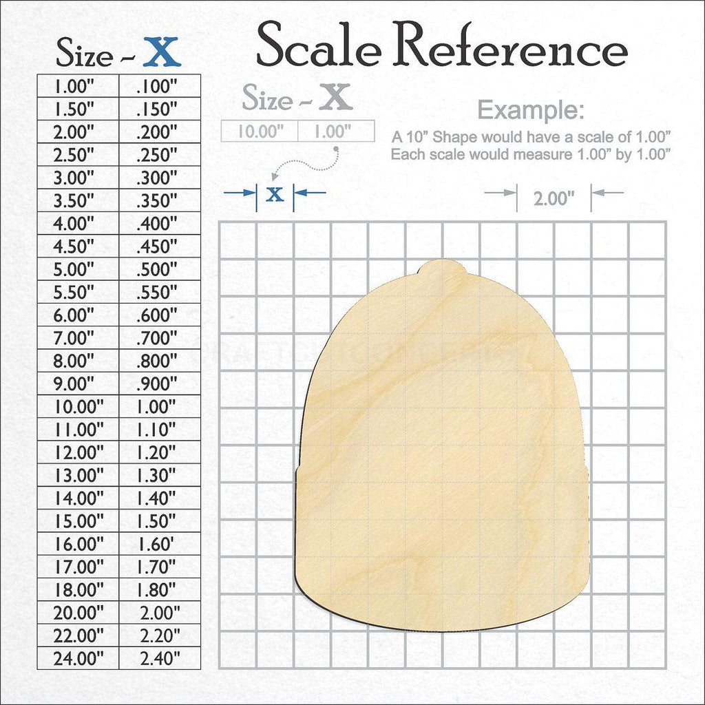 A scale and graph image showing a wood Hair Hood craft blank