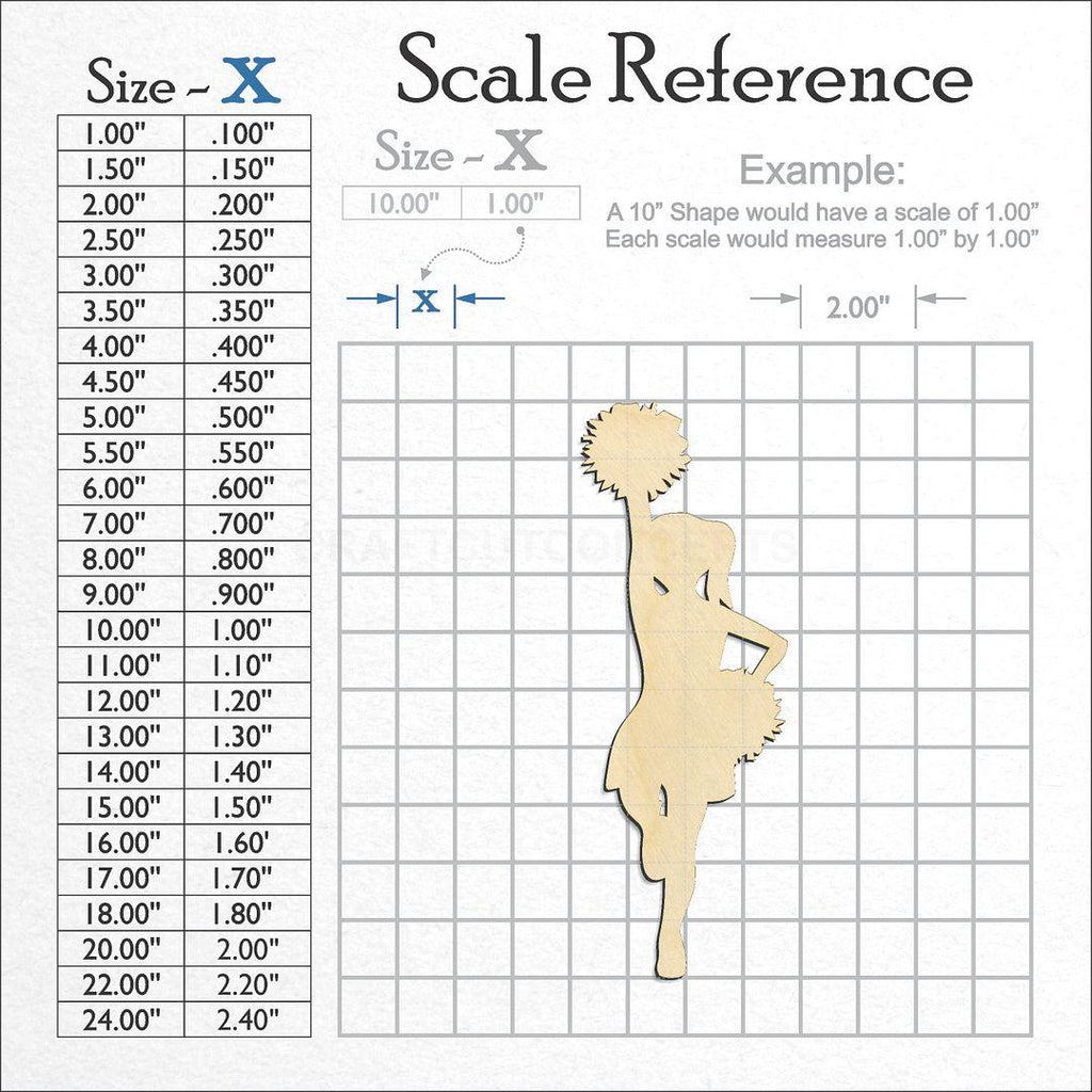 A scale and graph image showing a wood Cheerleader craft blank