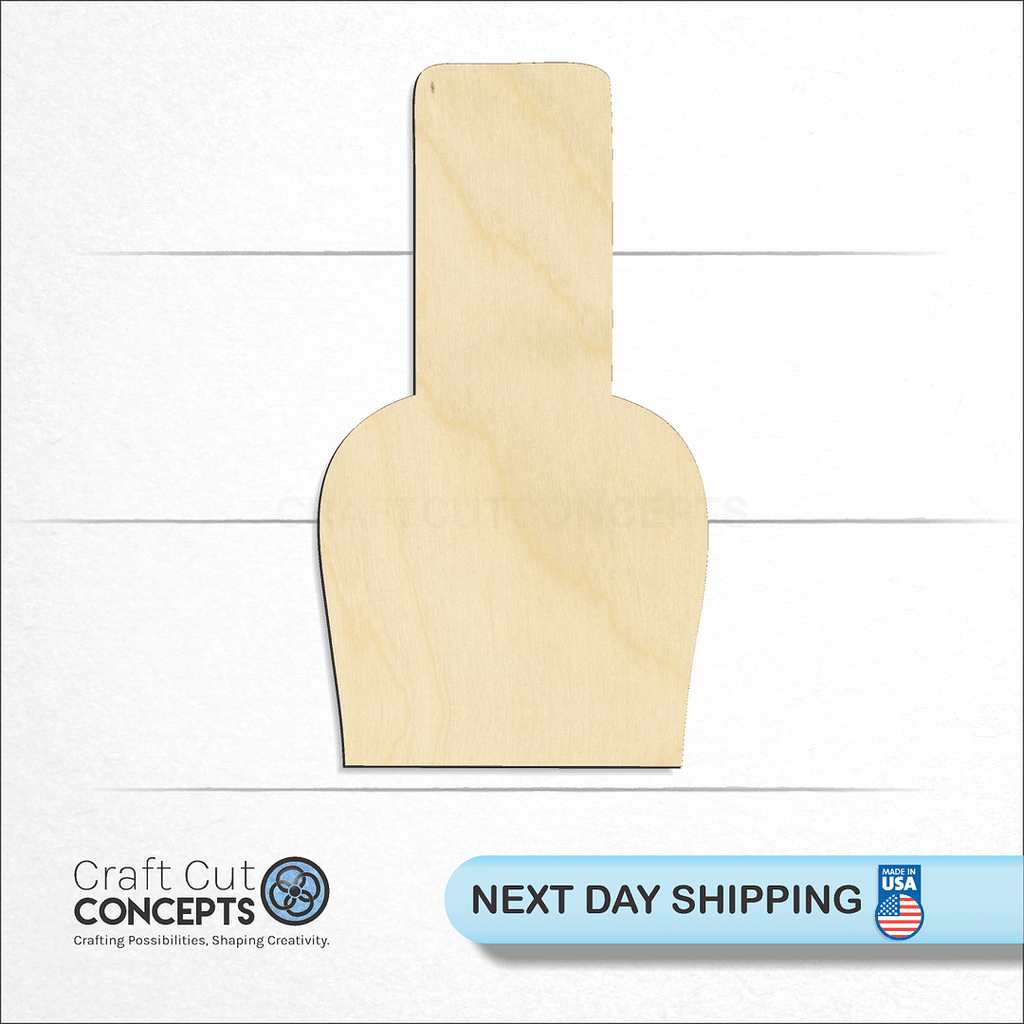 Craft Cut Concepts logo and next day shipping banner with an unfinished wood Nail Polish craft shape and blank