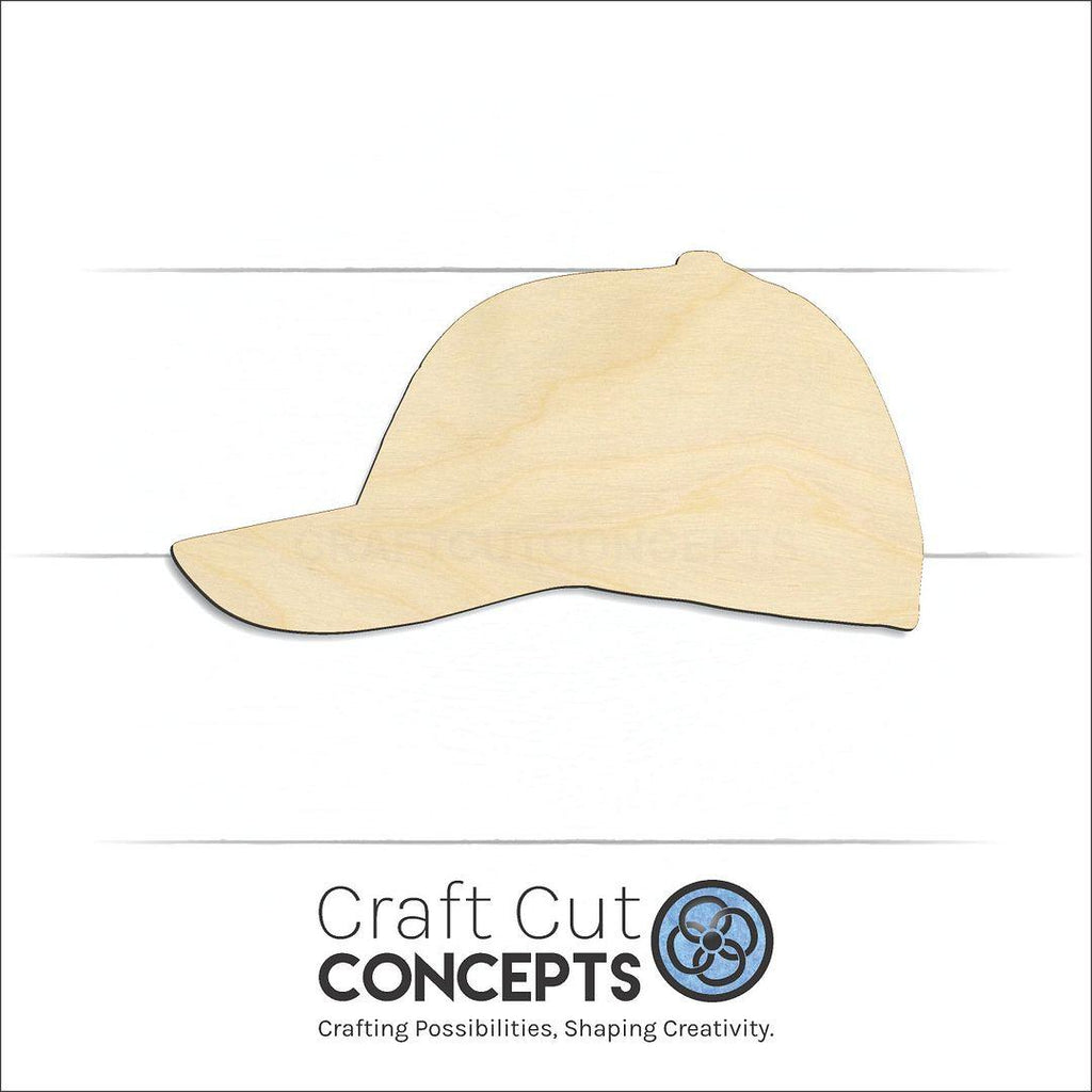 Craft Cut Concepts Logo under a wood Baseball Hat craft shape and blank