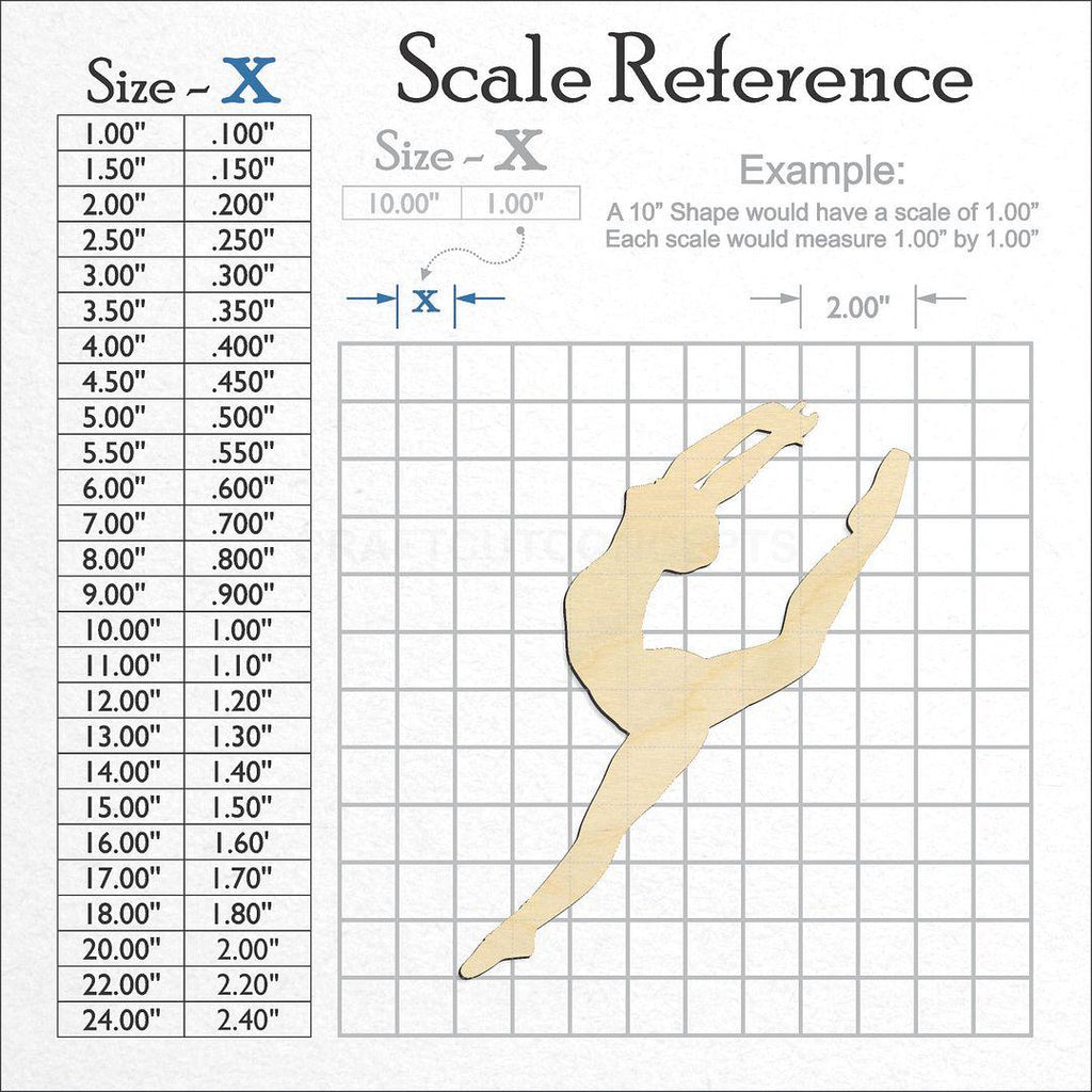 A scale and graph image showing a wood Ballerina craft blank