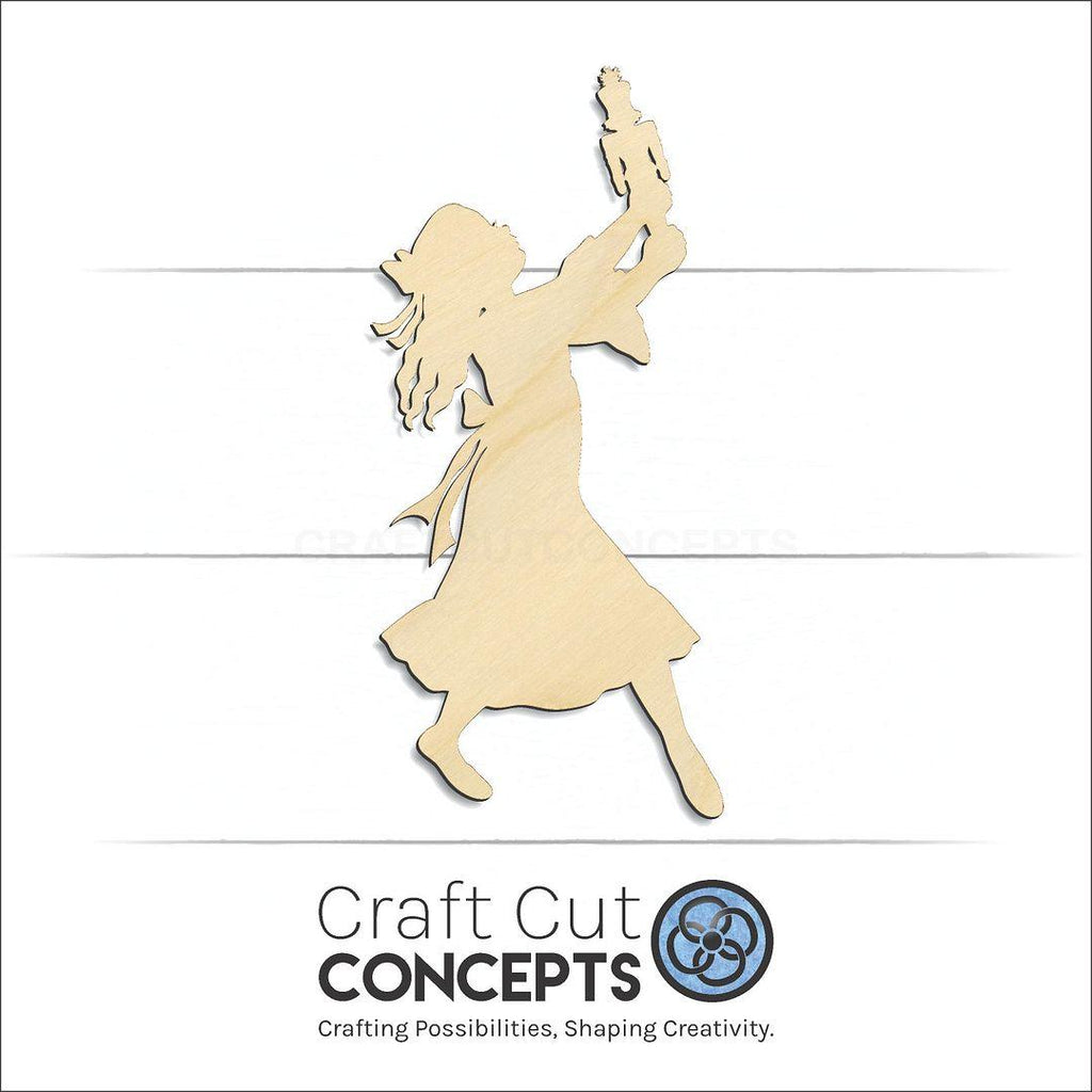 Craft Cut Concepts Logo under a wood Girl with Nutcracker craft shape and blank