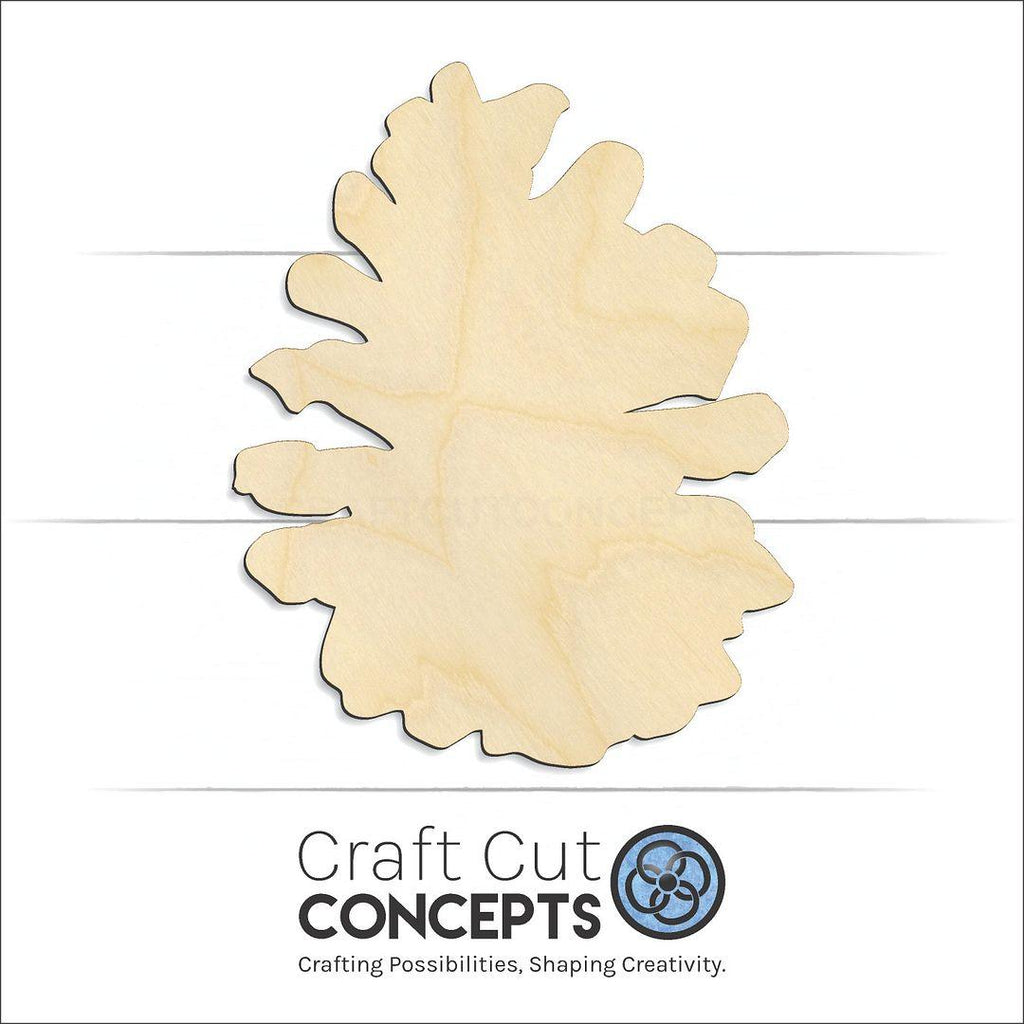 Craft Cut Concepts Logo under a wood Pine Cone craft shape and blank