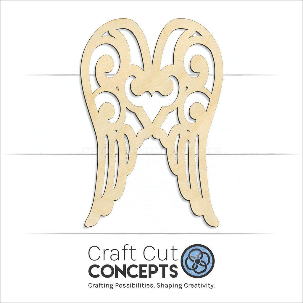 Craft Cut Concepts Logo under a wood Angel Wings craft shape and blank