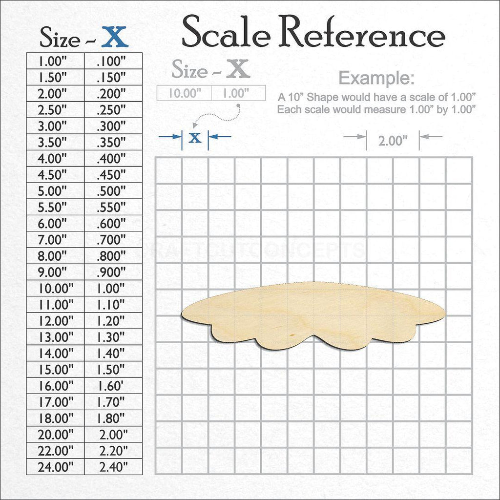 A scale and graph image showing a wood Angel Wings craft blank