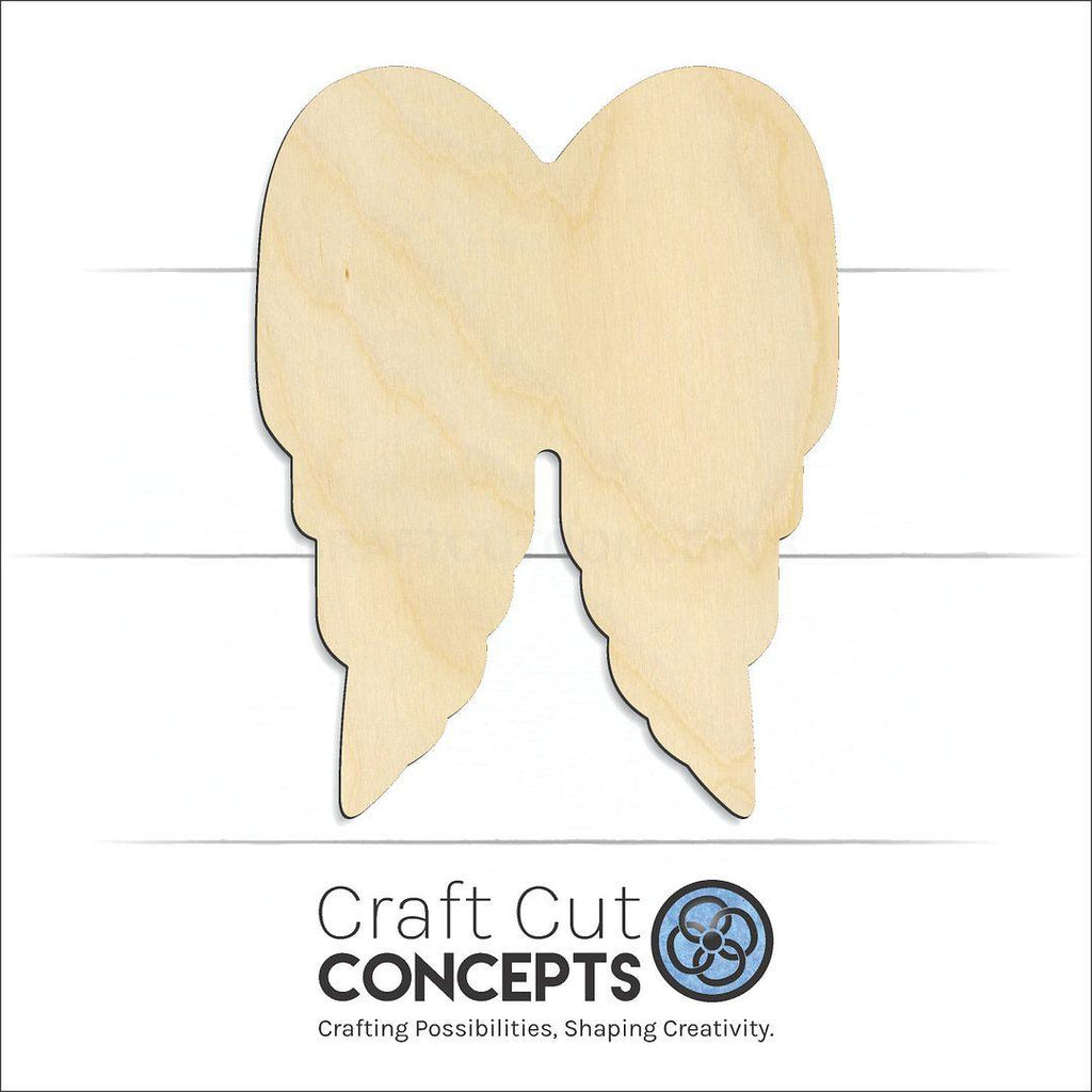 Craft Cut Concepts Logo under a wood Angel Wings craft shape and blank