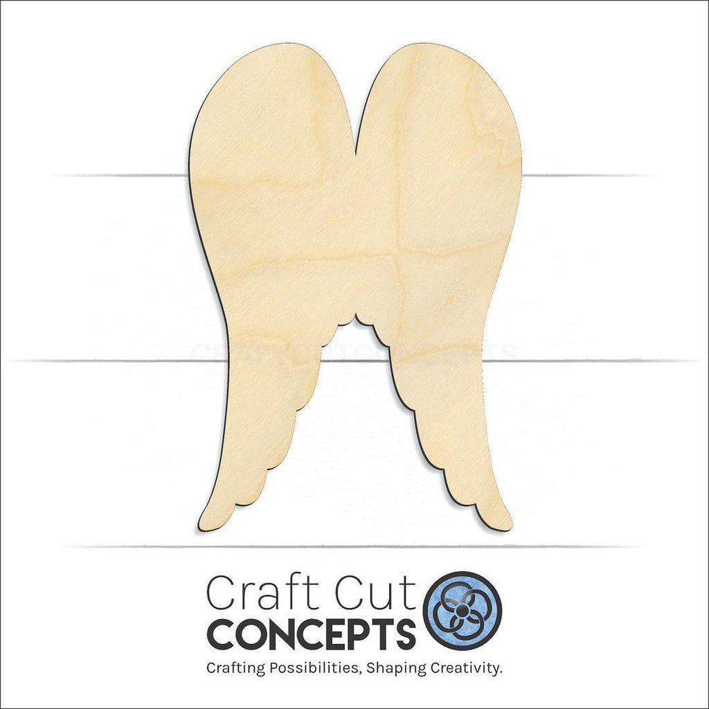 Craft Cut Concepts Logo under a wood Angel Wings craft shape and blank