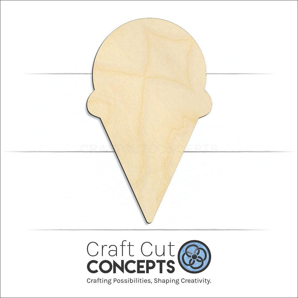 Craft Cut Concepts Logo under a wood Ice Cream Cone craft shape and blank