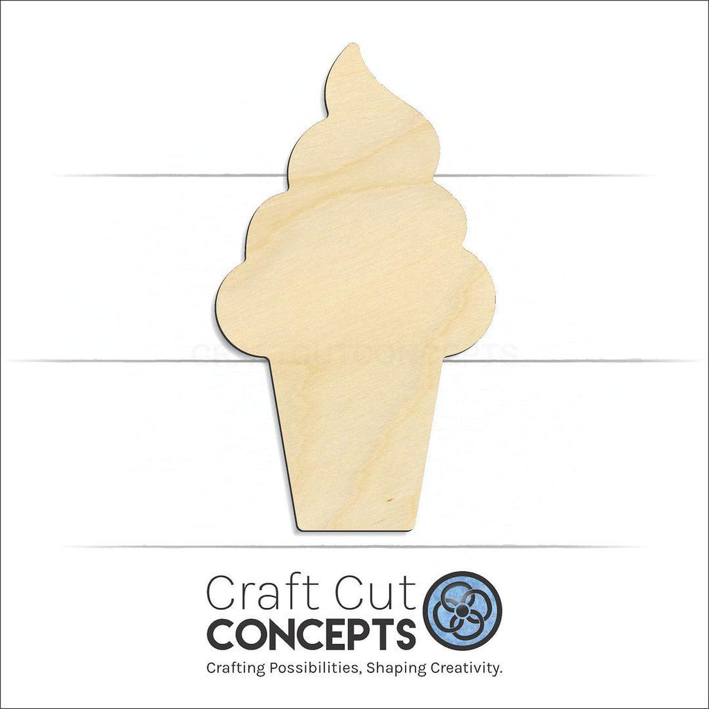 Craft Cut Concepts Logo under a wood Ice Cream Cone craft shape and blank