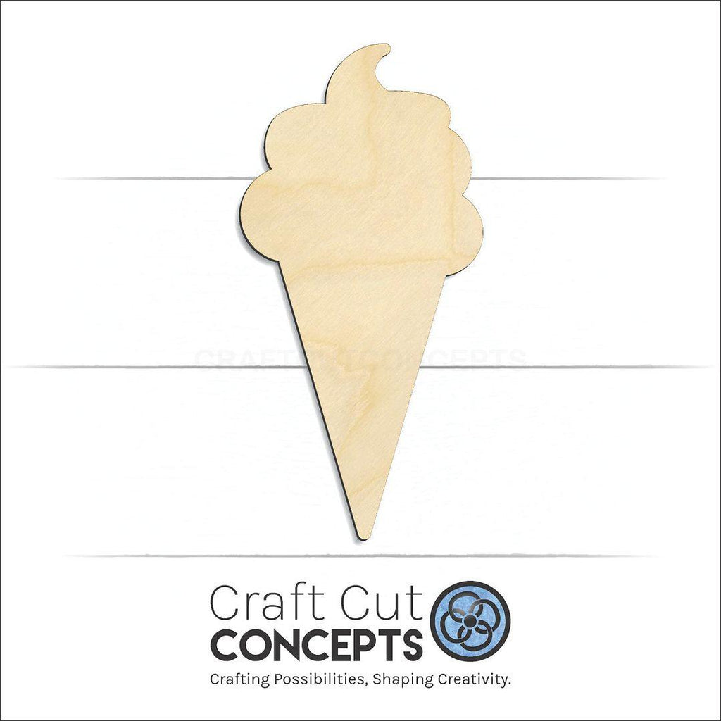 Craft Cut Concepts Logo under a wood Ice Cream Cone craft shape and blank