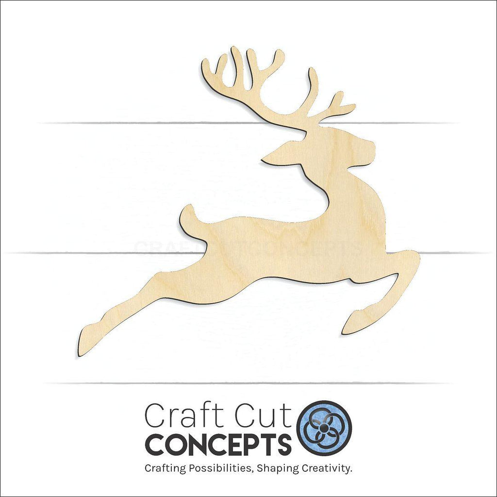 Craft Cut Concepts Logo under a wood Reindeer craft shape and blank