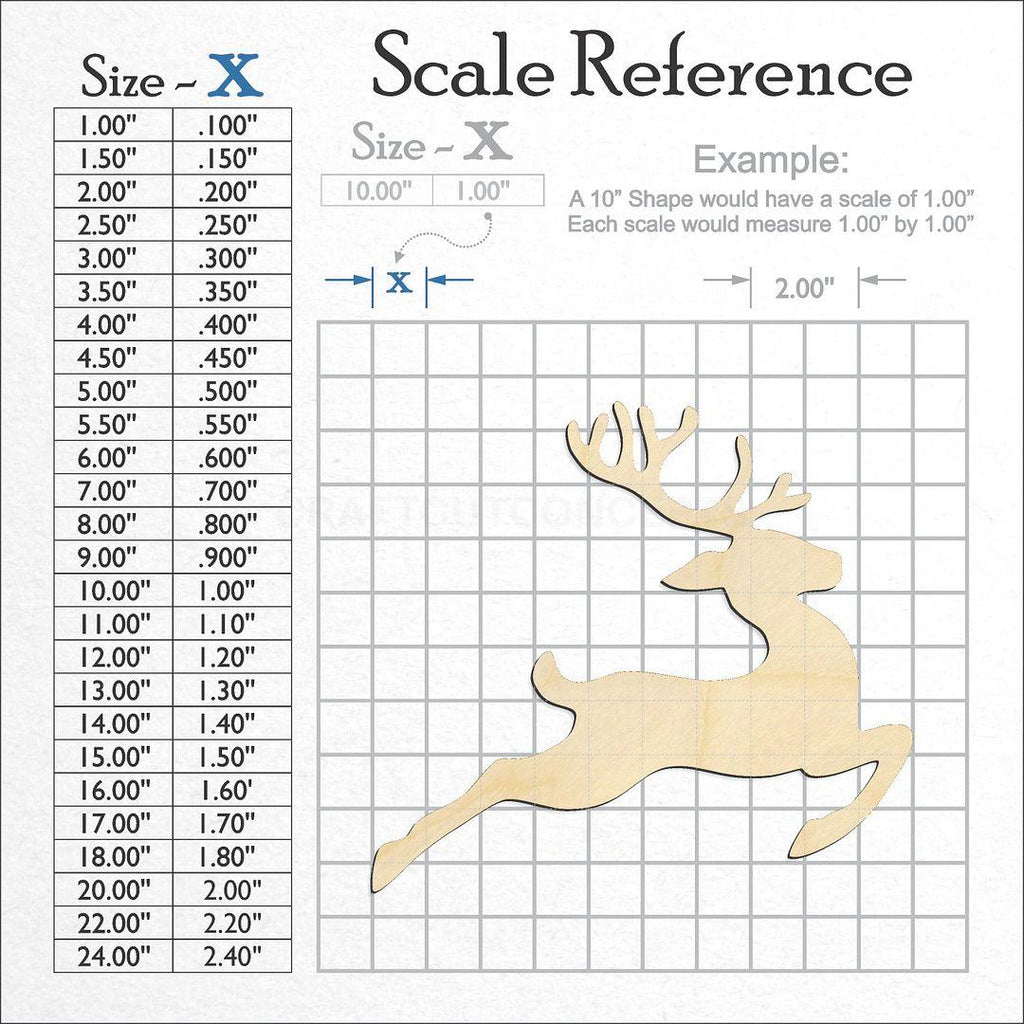 A scale and graph image showing a wood Reindeer craft blank