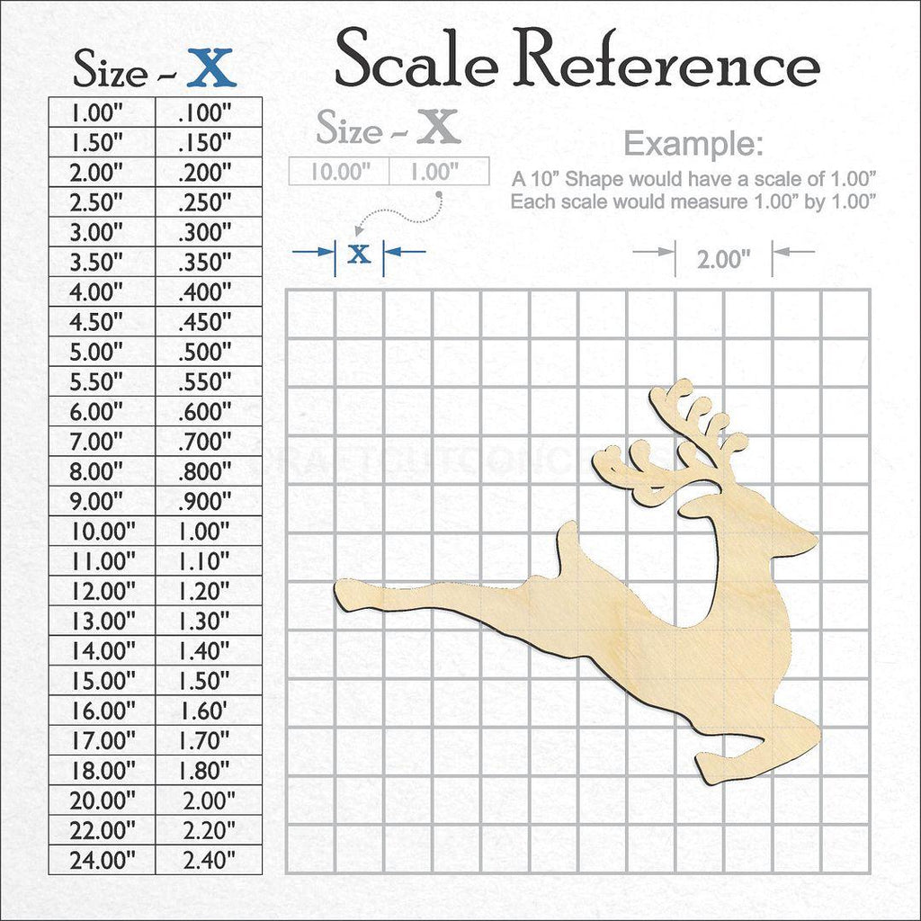 A scale and graph image showing a wood Reindeer craft blank