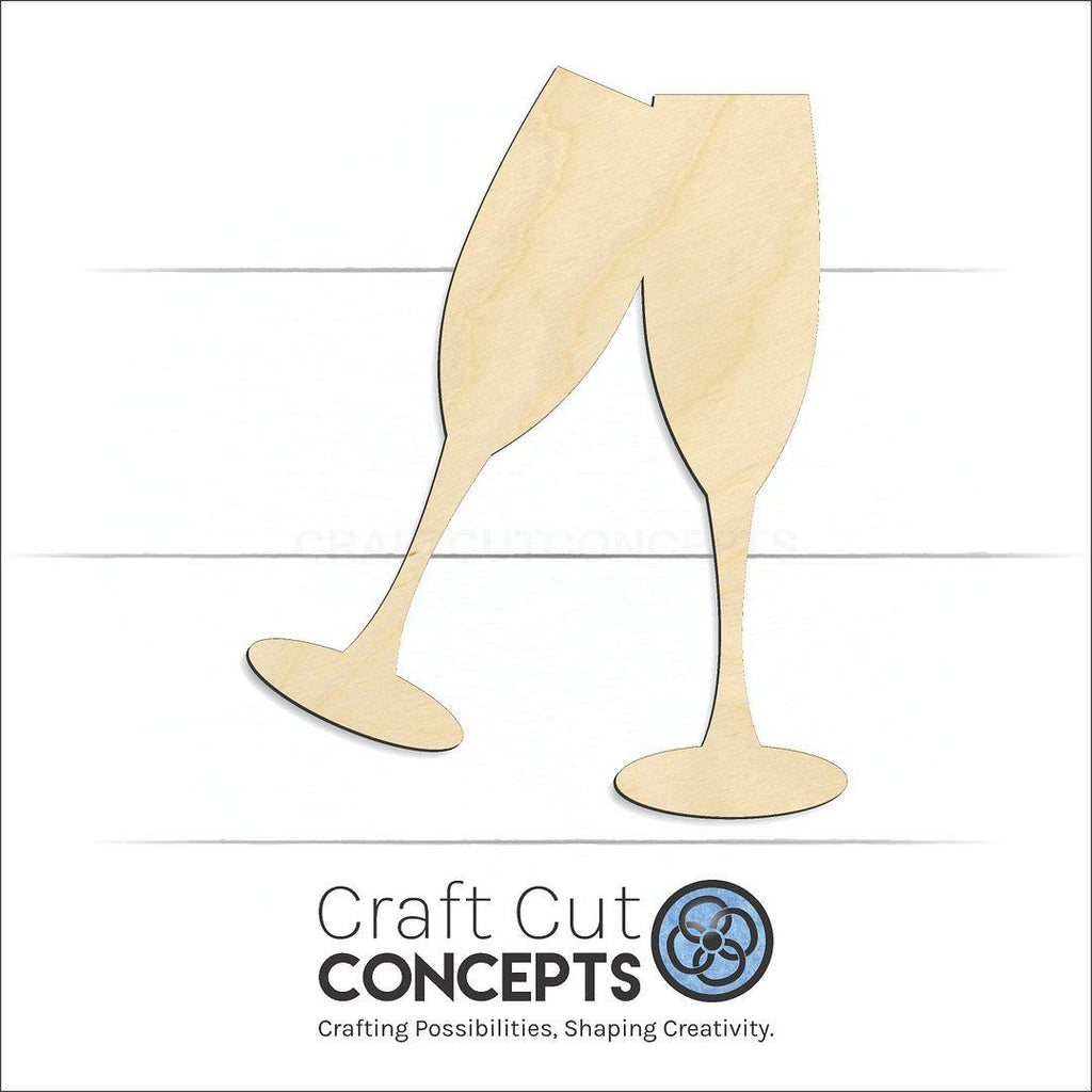 Craft Cut Concepts Logo under a wood Chamgaign Flute Toast craft shape and blank