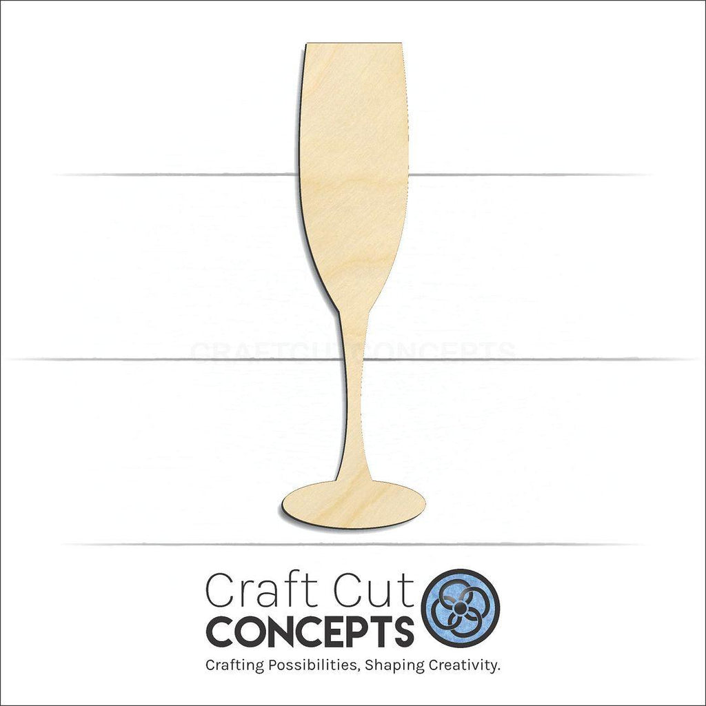 Craft Cut Concepts Logo under a wood Chamgaign Flute craft shape and blank