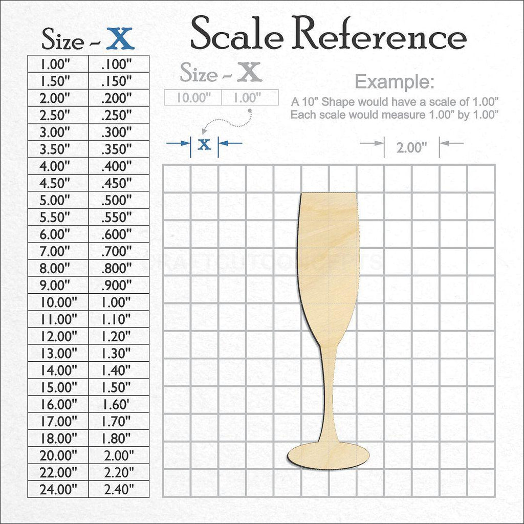 A scale and graph image showing a wood Chamgaign Flute craft blank