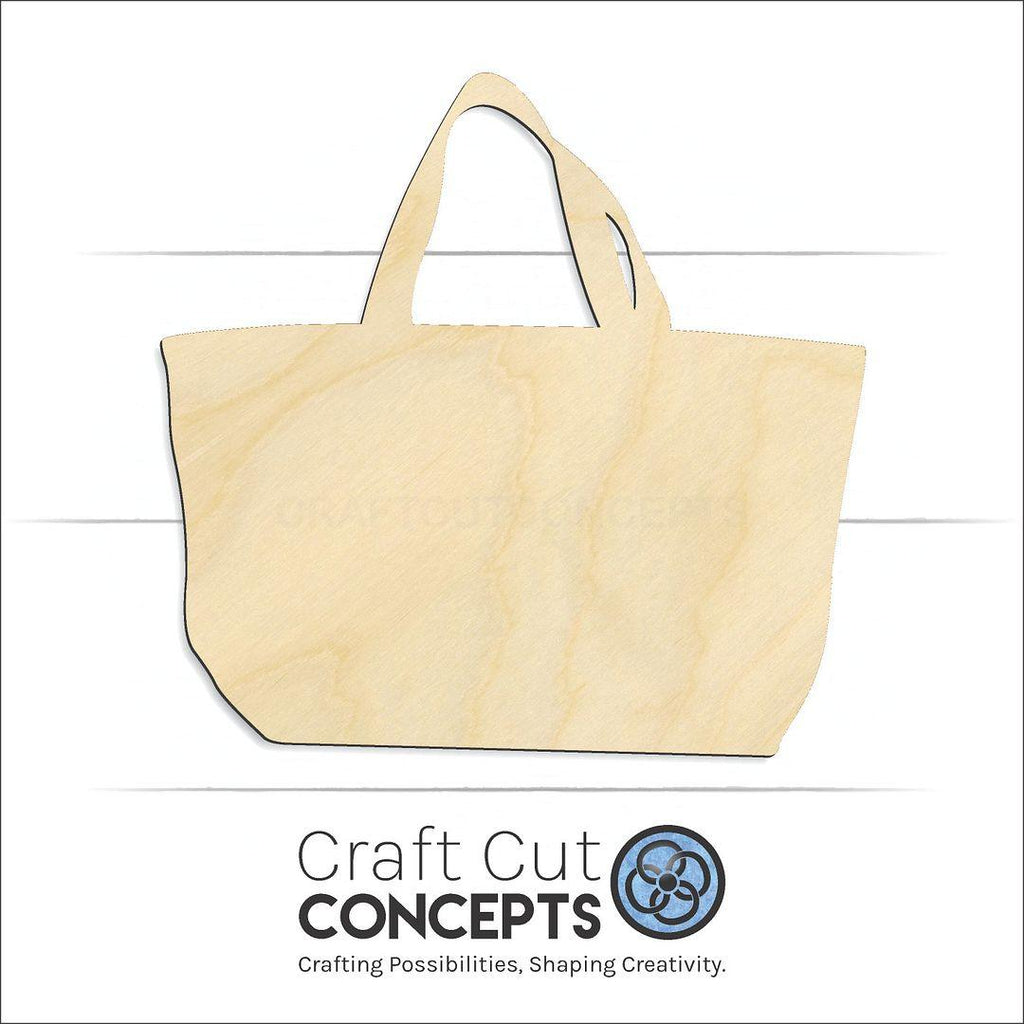 Craft Cut Concepts Logo under a wood Tote Bag craft shape and blank