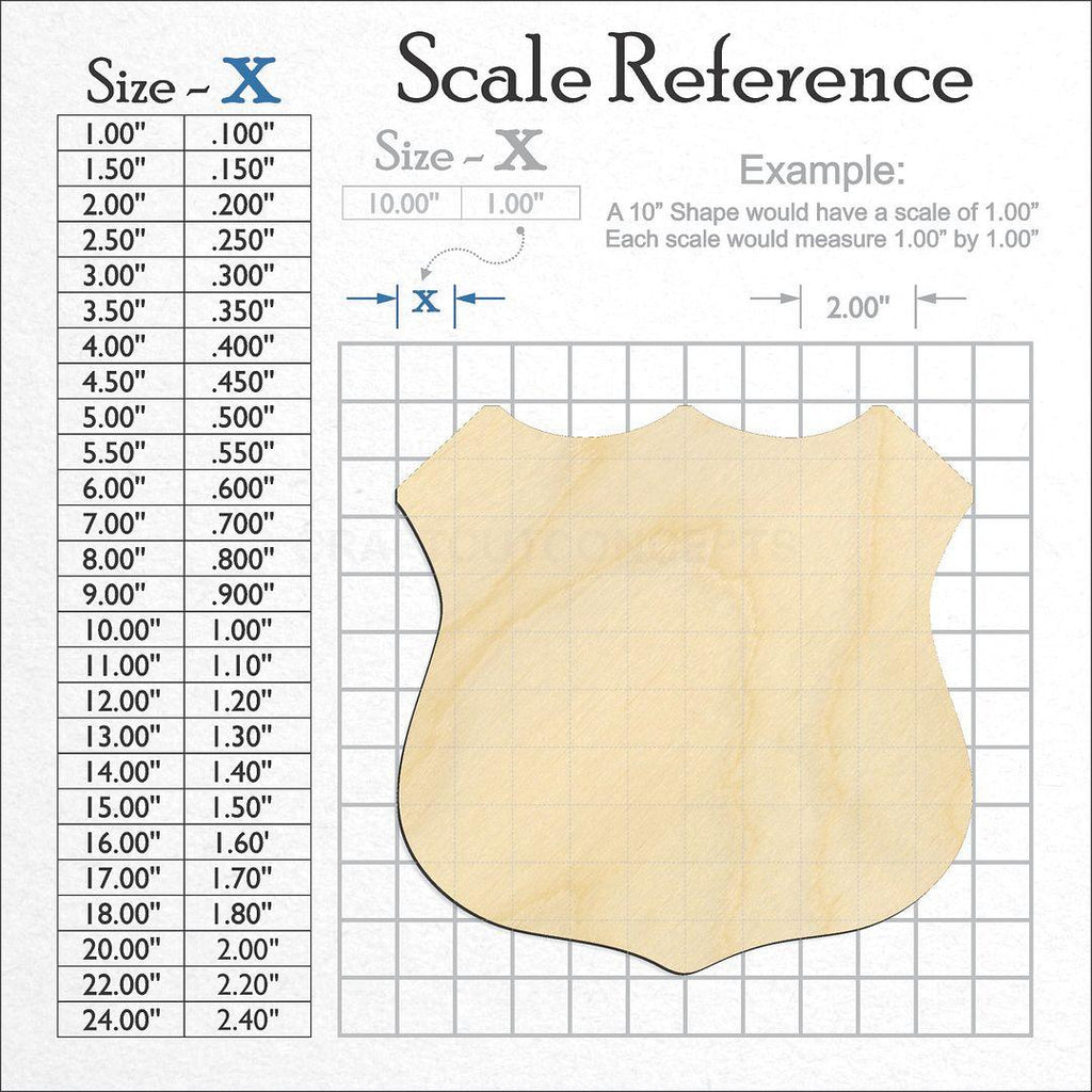 A scale and graph image showing a wood Route Sign craft blank