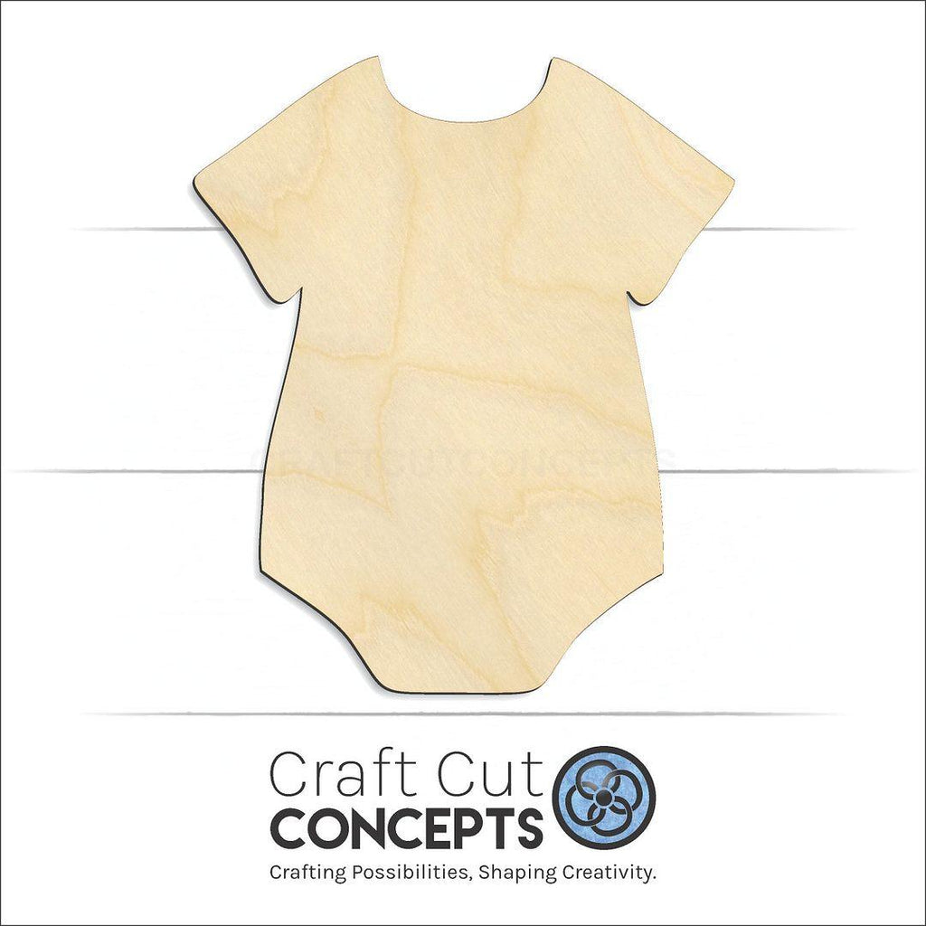 Craft Cut Concepts Logo under a wood Baby Onesie craft shape and blank