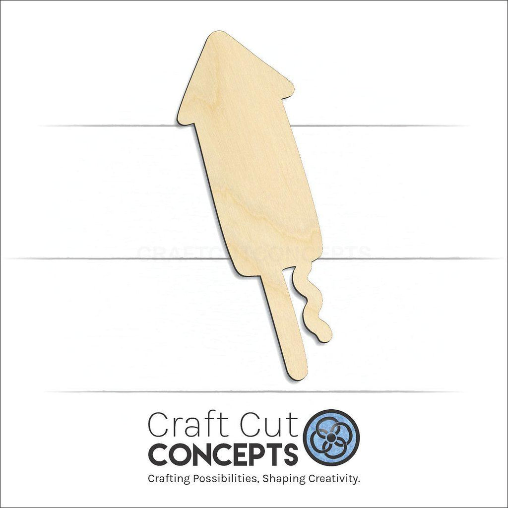 Craft Cut Concepts Logo under a wood Firecracker craft shape and blank