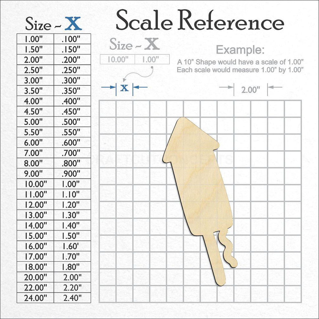 A scale and graph image showing a wood Firecracker craft blank