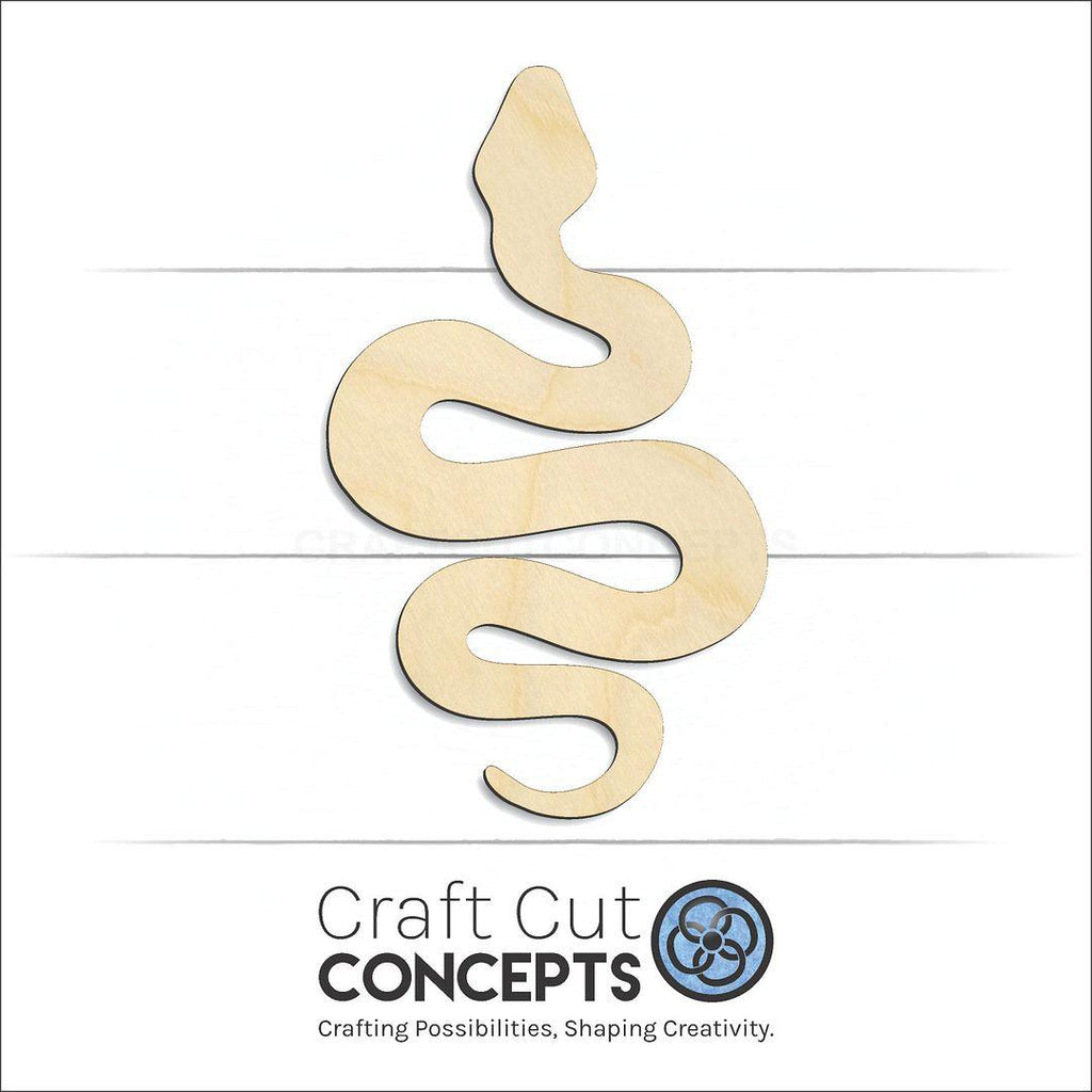 Craft Cut Concepts Logo under a wood Snake craft shape and blank