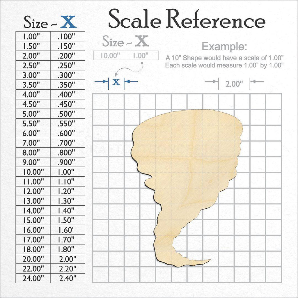 A scale and graph image showing a wood Tornado craft blank