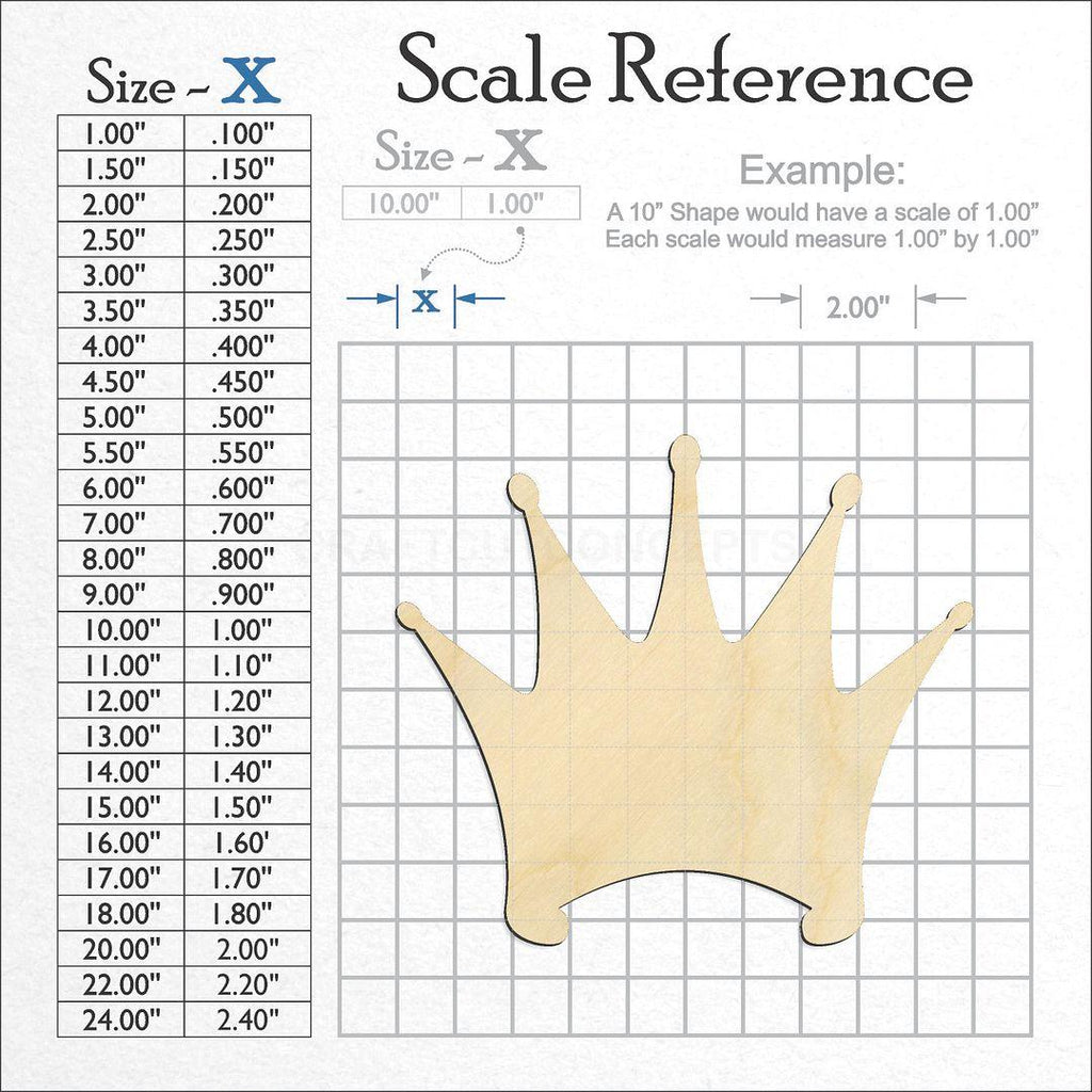 A scale and graph image showing a wood Crown craft blank