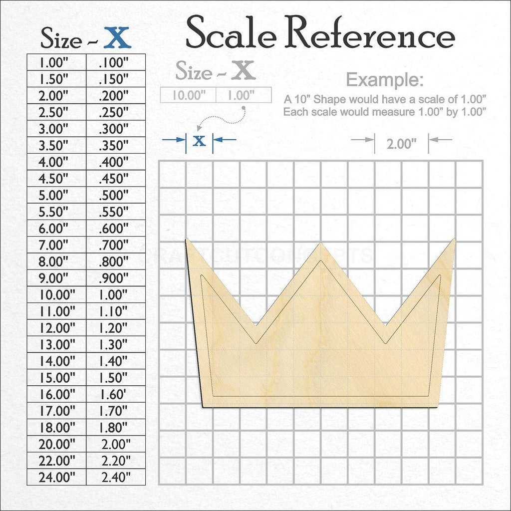 A scale and graph image showing a wood Crown craft blank