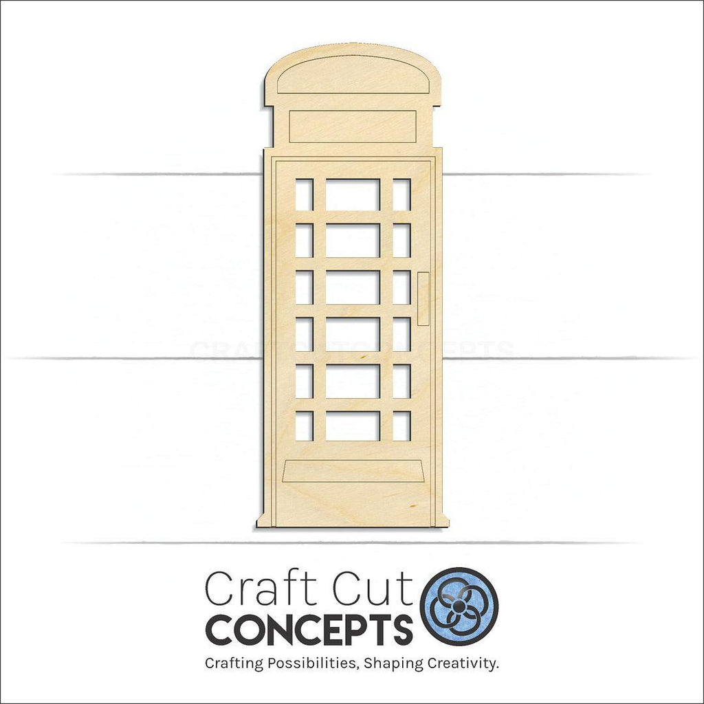 Craft Cut Concepts Logo under a wood Euro-Phonebooth craft shape and blank