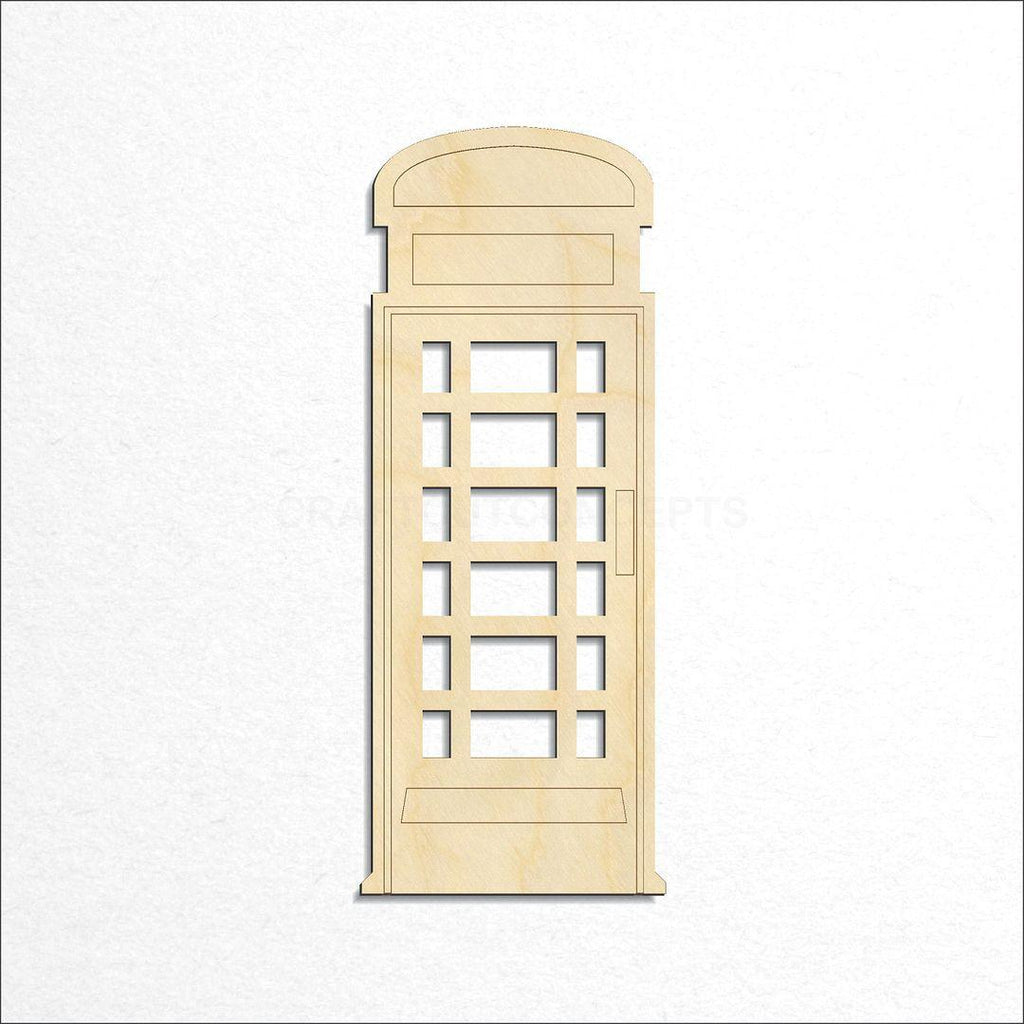 Wooden Euro-Phonebooth craft shape available in sizes of 3 inch and up