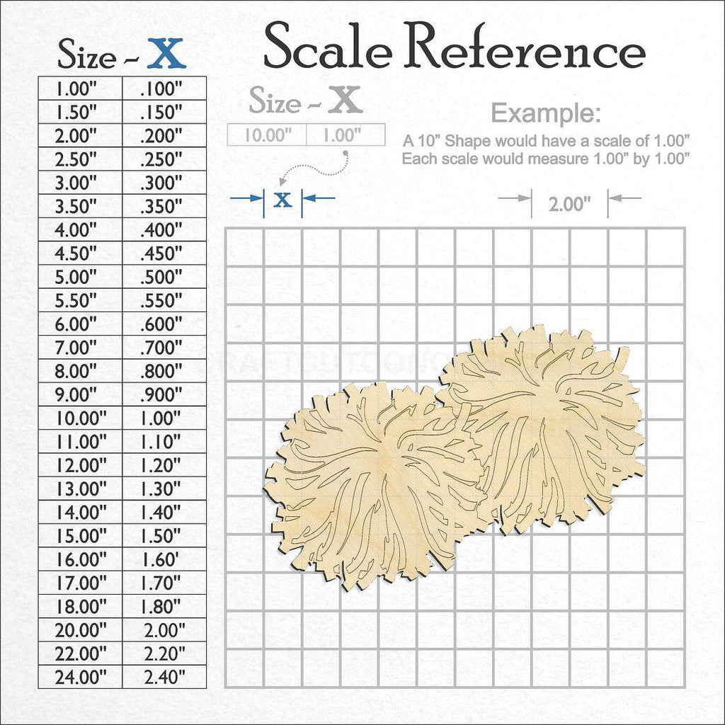 A scale and graph image showing a wood Dual POM craft blank