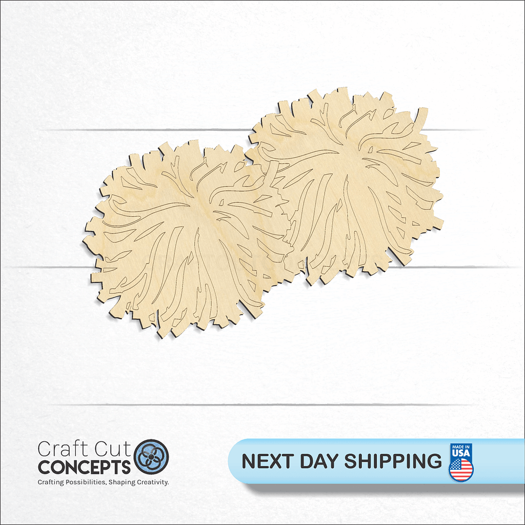 Craft Cut Concepts logo and next day shipping banner with an unfinished wood Dual POM craft shape and blank