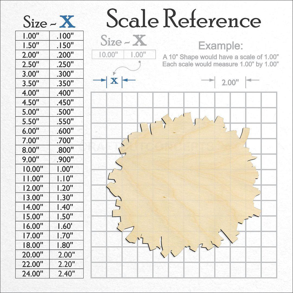 A scale and graph image showing a wood Single POM craft blank