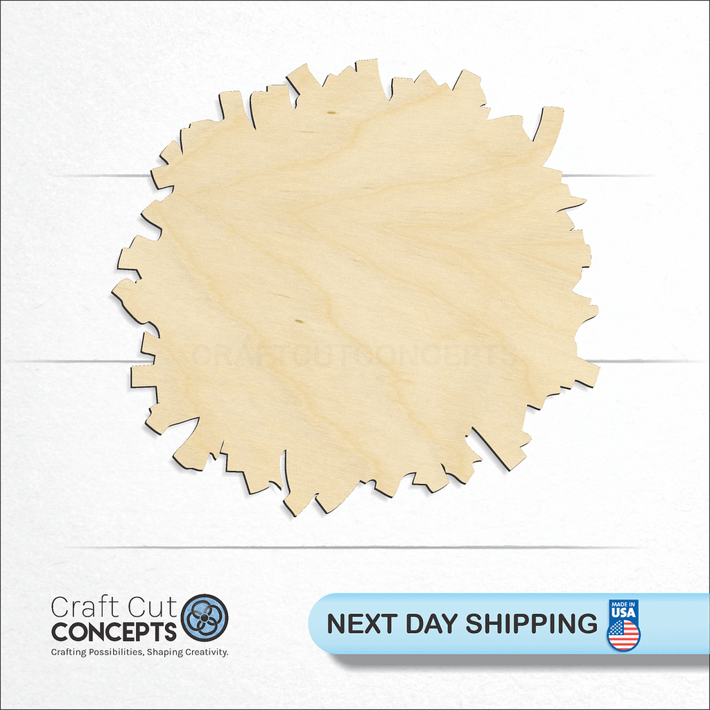 Craft Cut Concepts logo and next day shipping banner with an unfinished wood Single POM craft shape and blank