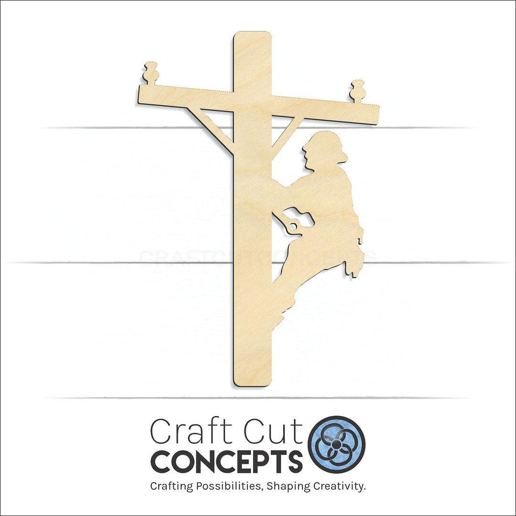 Craft Cut Concepts Logo under a wood Lineman craft shape and blank