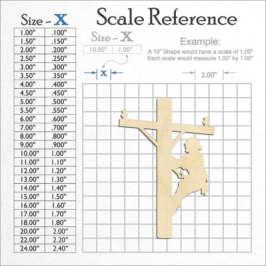 A scale and graph image showing a wood Lineman craft blank