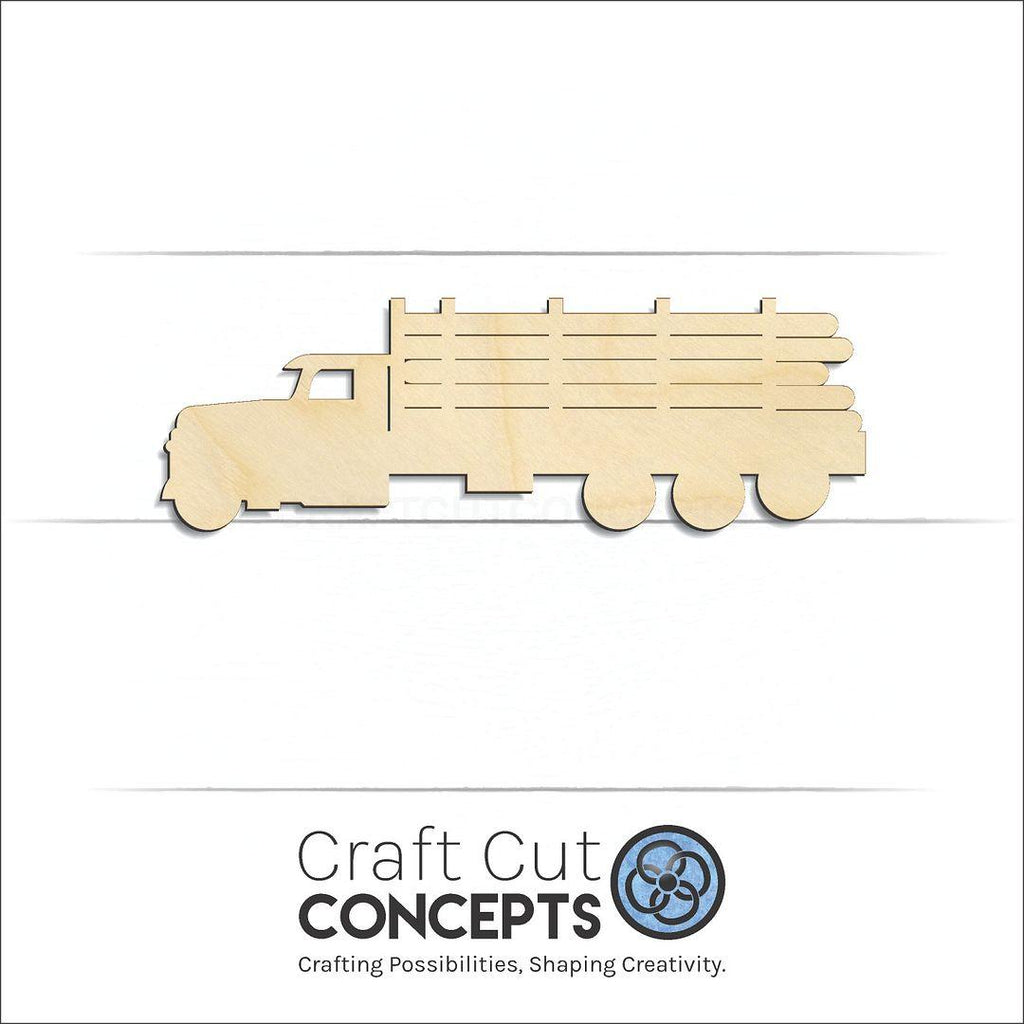 Craft Cut Concepts Logo under a wood Logging Truck craft shape and blank