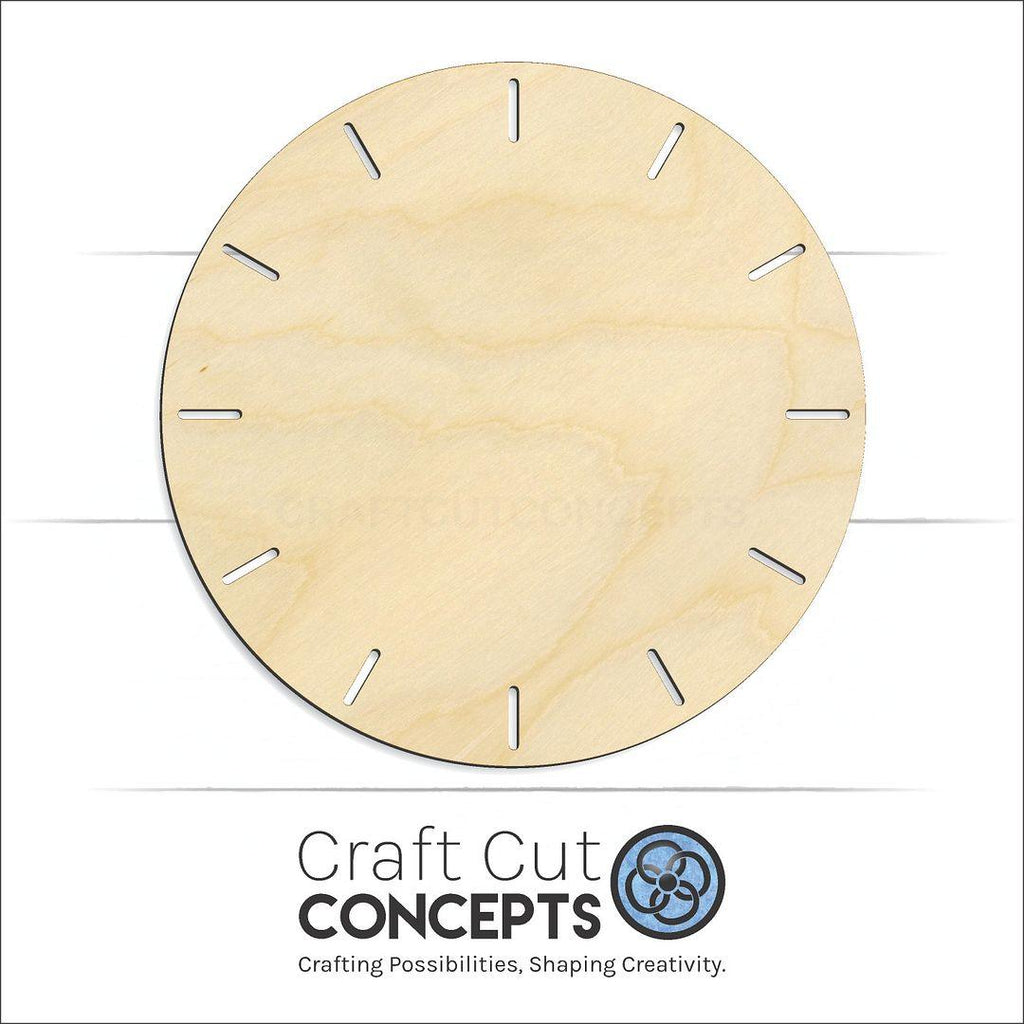 Craft Cut Concepts Logo under a wood Clock Face craft shape and blank