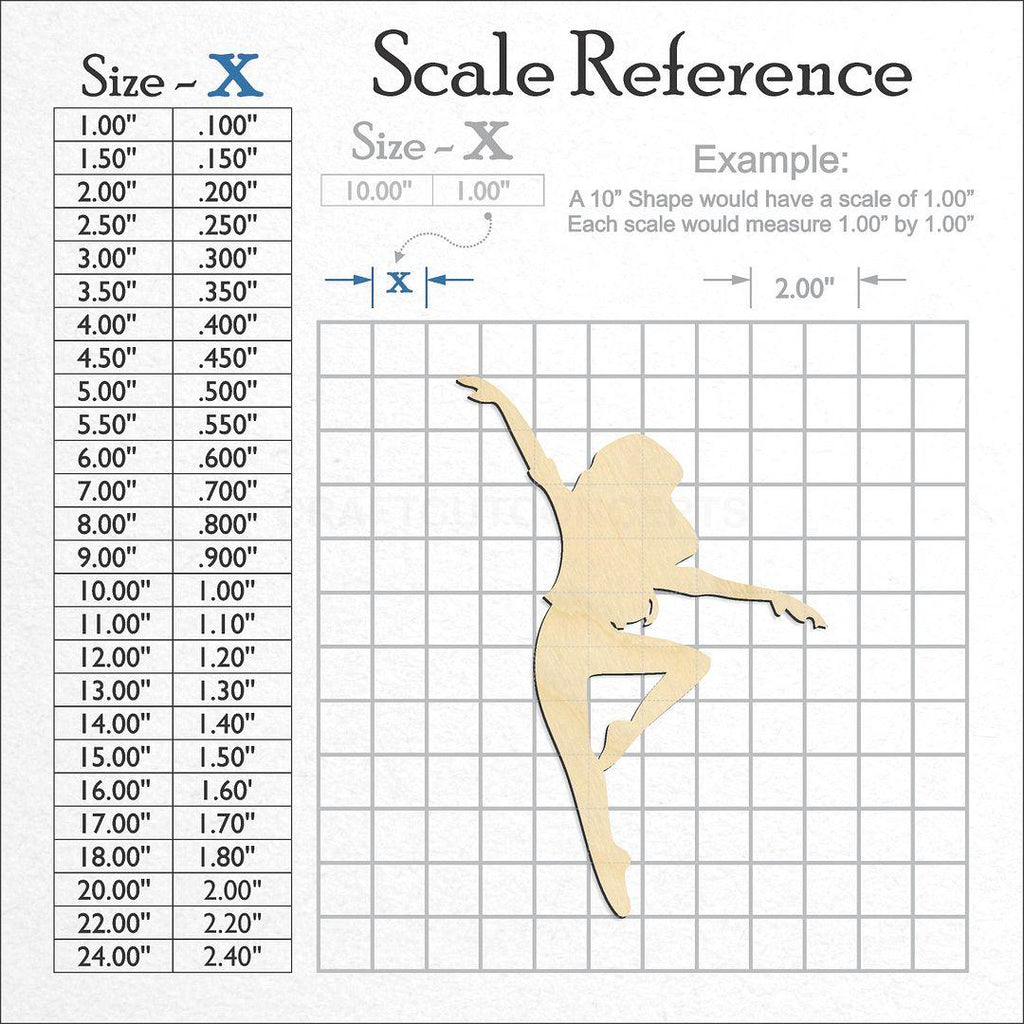 A scale and graph image showing a wood Dancer craft blank