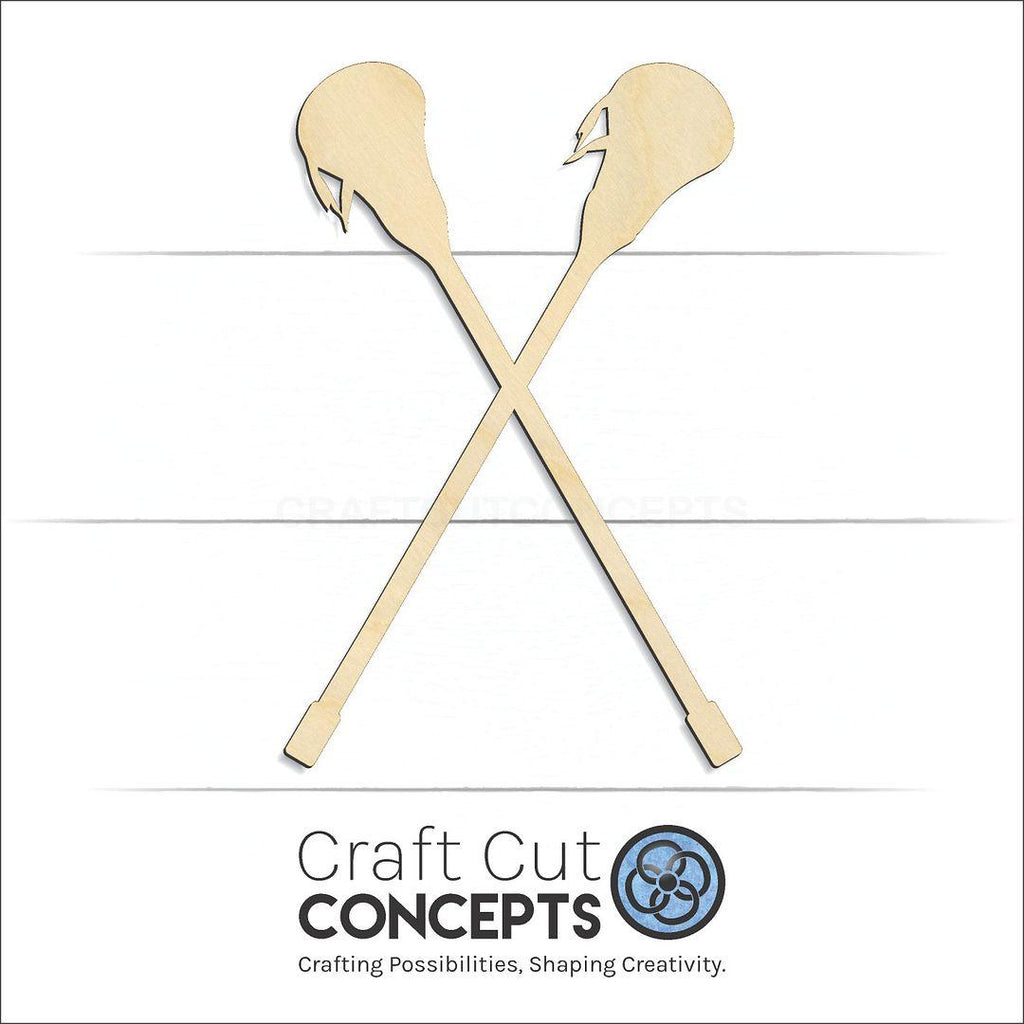 Craft Cut Concepts Logo under a wood Lacrosse Sticks craft shape and blank