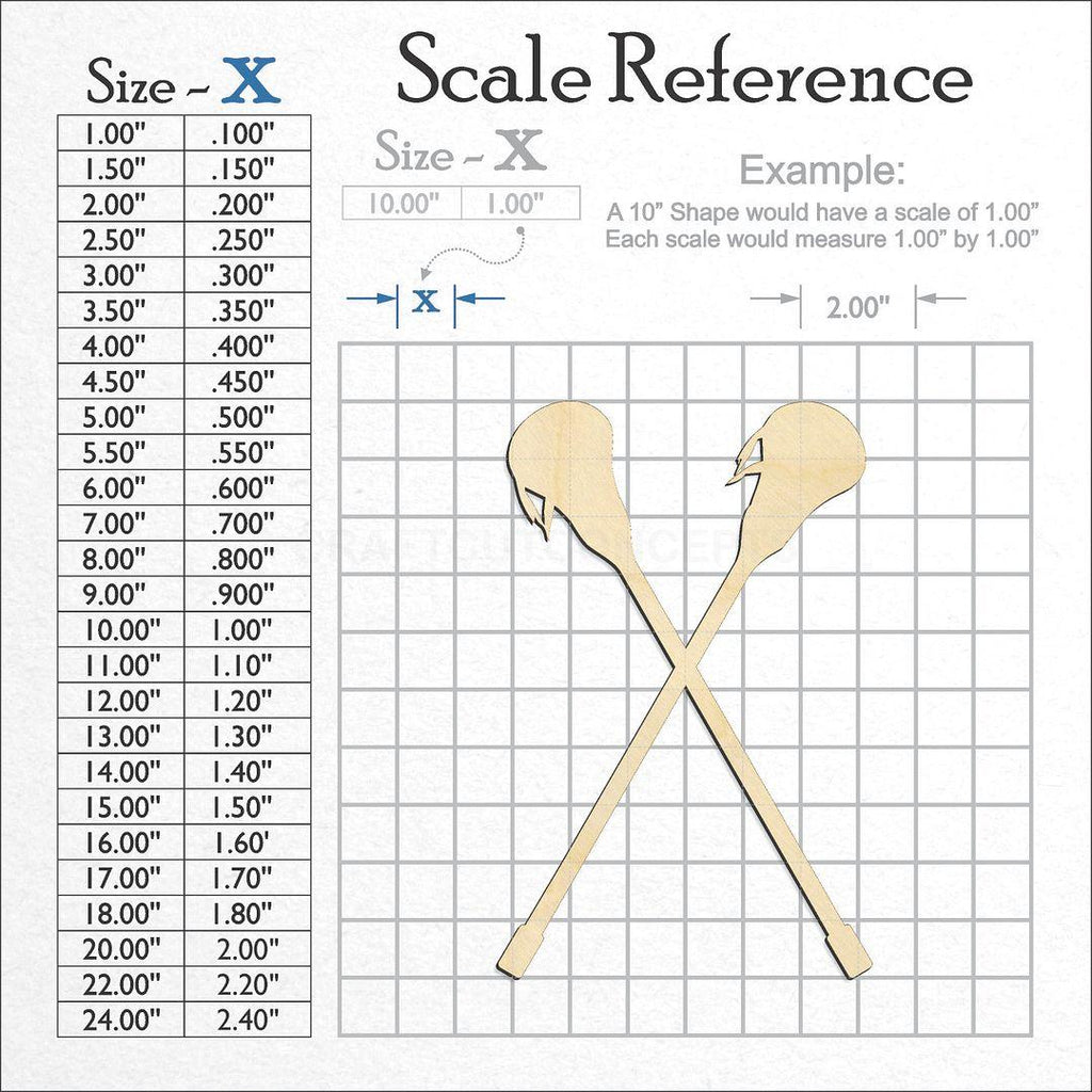 A scale and graph image showing a wood Lacrosse Sticks craft blank