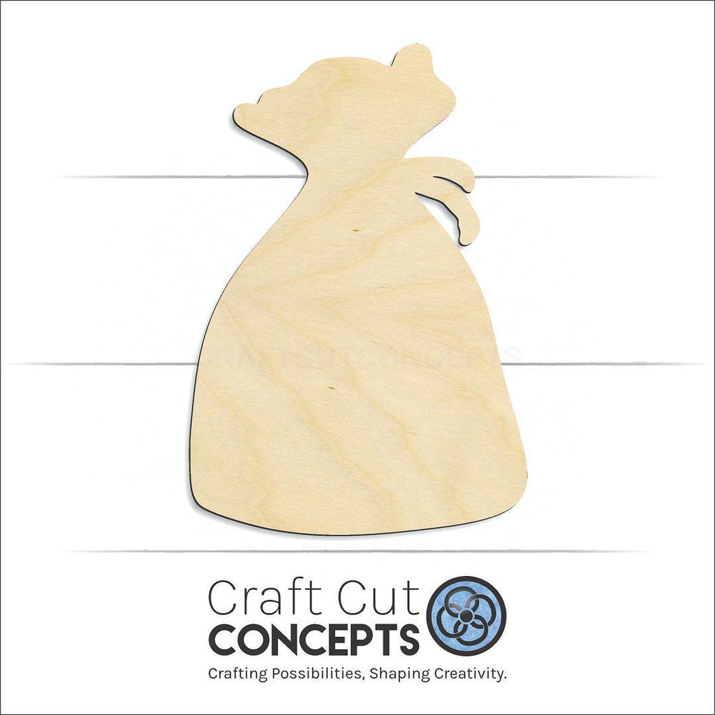 Craft Cut Concepts Logo under a wood Dice Bag craft shape and blank