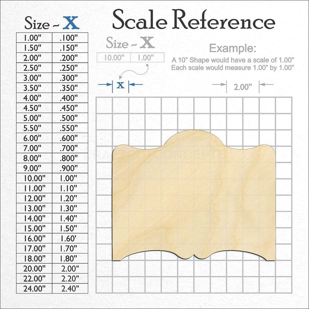 A scale and graph image showing a wood Sign craft blank