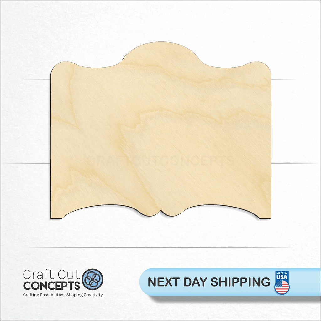 Craft Cut Concepts logo and next day shipping banner with an unfinished wood Sign craft shape and blank