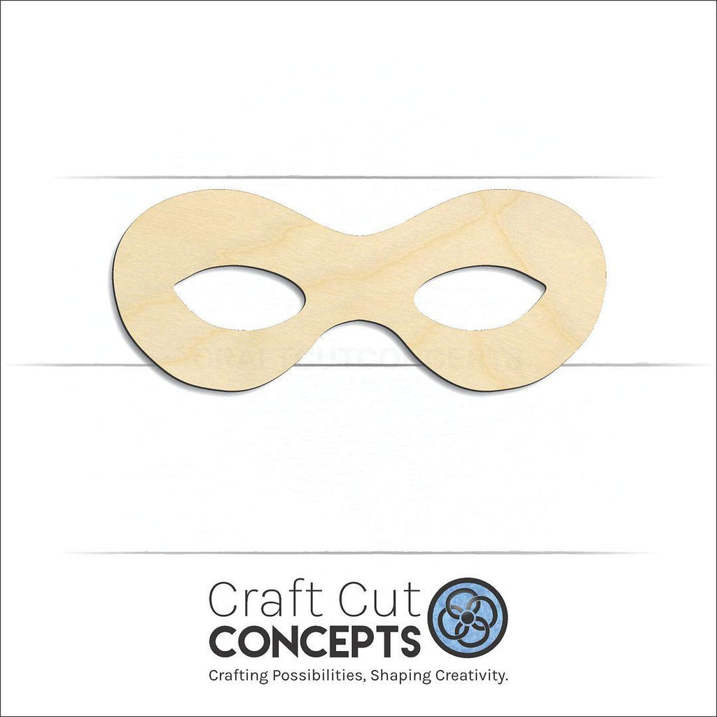 Craft Cut Concepts Logo under a wood Super Hero Mask craft shape and blank